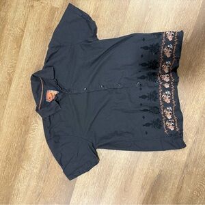 Newport Black and Orange Casual Button Down Shirt